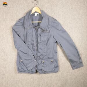 Style & Co. 100% Cotton Jacket Blue Gray Full-Zip Cabincore Cottage Women's M